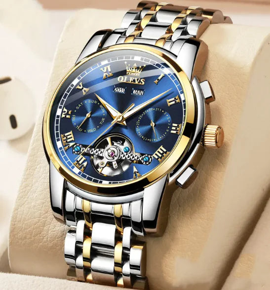 Waterproof Luminous Mechanical Men's Watch with Stainless Steel Strap