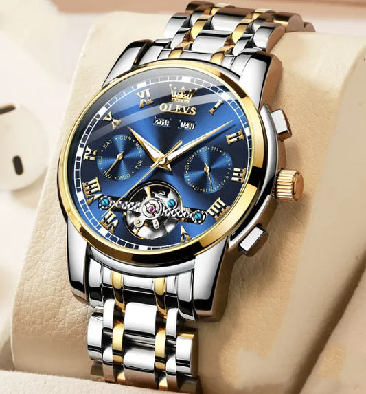 Waterproof Luminous Mechanical Men's Watch with Stainless Steel Strap