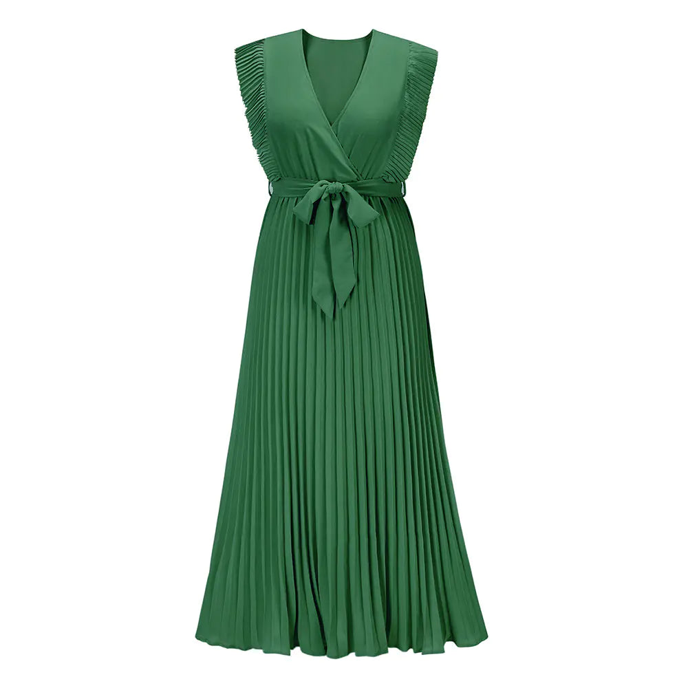Elegant Slim Draped Pleated Summer Chiffon Dress Available in sizes from S to XXL