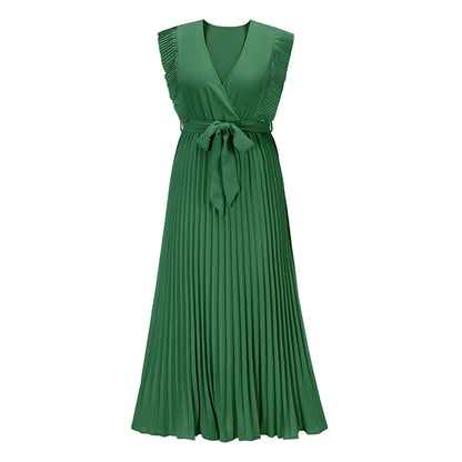 Elegant Slim Draped Pleated Summer Chiffon Dress Available in sizes from S to XXL
