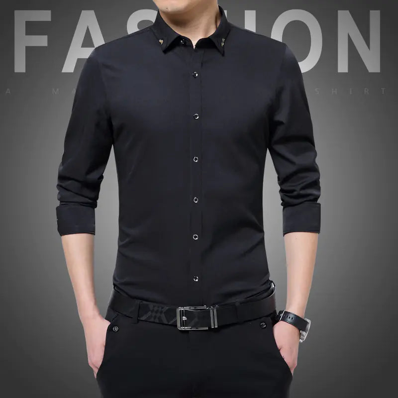 Men's Slim Fit Wrinkle-Resistant Long Sleeve Shirt