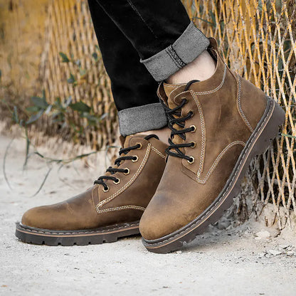 Vintage High-Top Men's Leather Work Boots