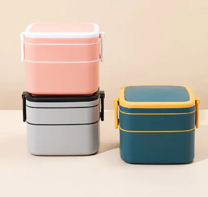 Portable Double-Layer Food Storage Container - FkriTigrinya