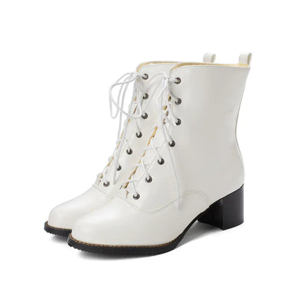 Women's Mid-Calf Chunky Heel Martin Boots