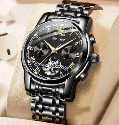 Waterproof Luminous Mechanical Men's Watch with Stainless Steel Strap
