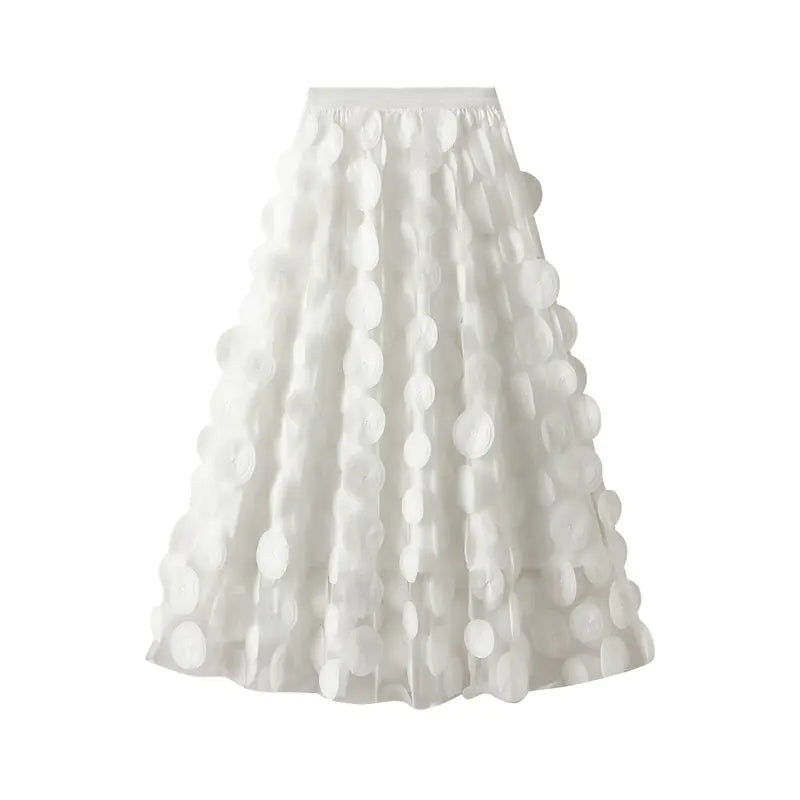 3D Polka Dot Black Mesh Skirt