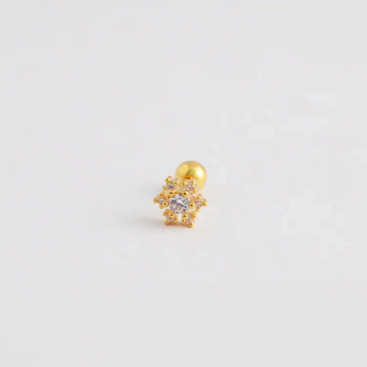 Sneeuwvlok S925 Zilveren Oorbellen met Schroefsluiting & Diamanten – Winterse Luxe