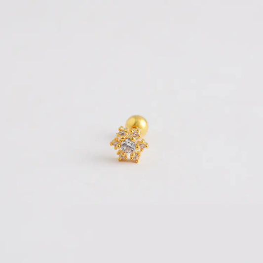 Sneeuwvlok S925 Zilveren Oorbellen met Schroefsluiting & Diamanten – Winterse Luxe
