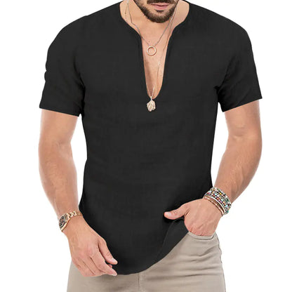 Men's Plus Size V-Neck Casual Slim Fit T-Shirt