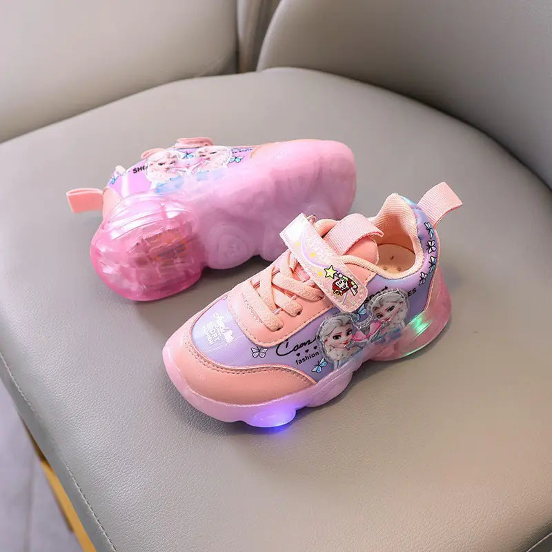 2021 New Korean Elsa LED Light-Up Sneakers for Kids