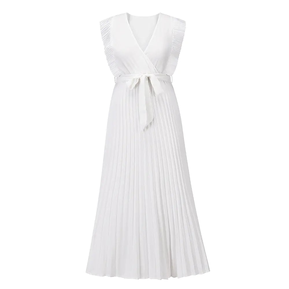 Elegant Slim Draped Pleated Summer Chiffon Dress Available in sizes from S to XXL
