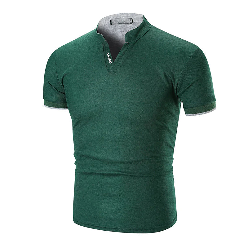 Men's Slim Fit Short Sleeve Polo Shirt with Collar