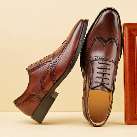 Men's Pointed Toe Leather Shoes - Korean British Style