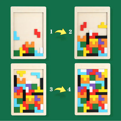 3D Colorful Wooden Tangram Puzzle Educational Toy - FkriTigrinya