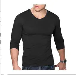 Men's Long Sleeve V-Neck Slim Fit T-Shirt