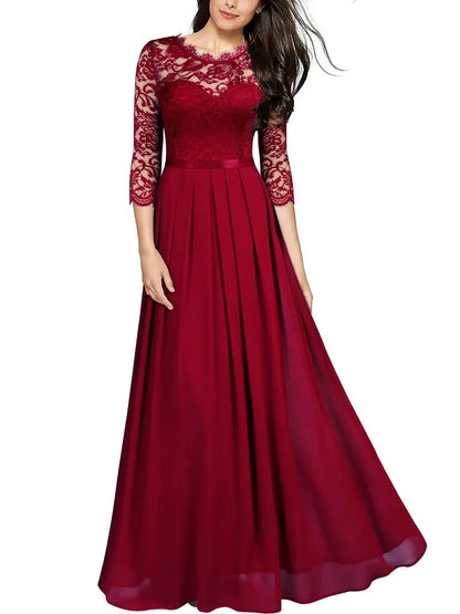 Chiffon Lace Long Dress for Bridesmaids and Events