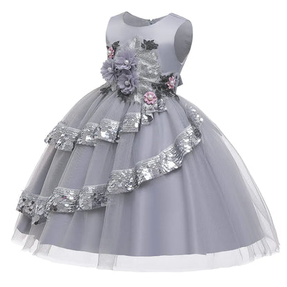 Children's Princess Dress with Sequins and Embroidery