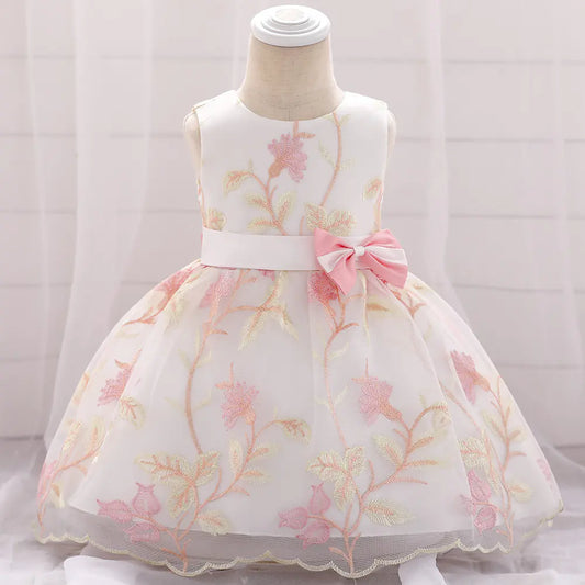 Summer 2020 Princess Dress with Embroidery and Bow