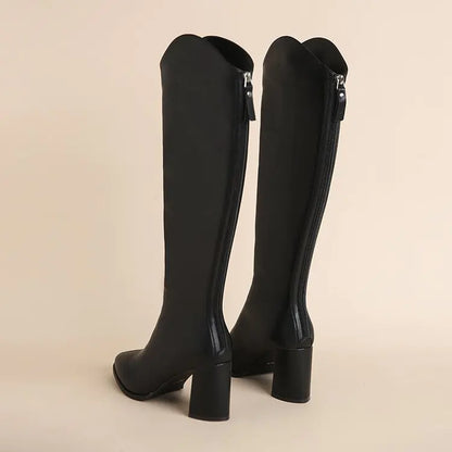 Women’s Below-Knee Boots – Pointed Toe & Chunky Heel