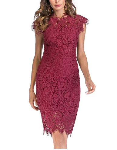 A-Line Fashion Lace Mesh Dress with Floral Details