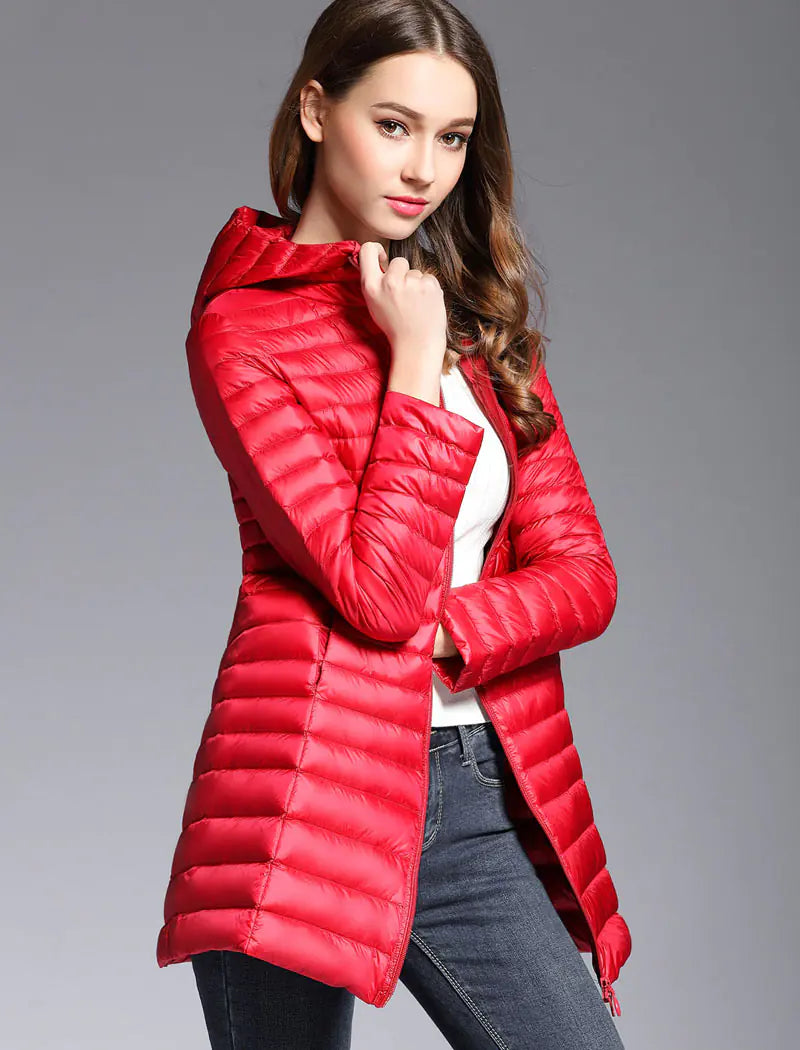 2017 Women's Korean Style Lightweight Long Down Jacket