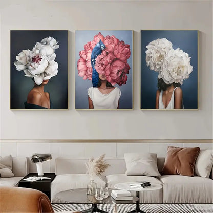 3pcs Frameless Abstract Floral Canvas Wall Art Set  20x25cm or 30x40cm