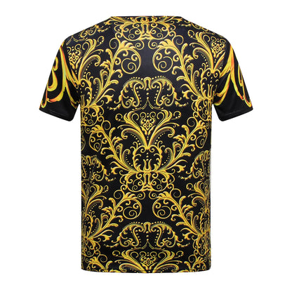 Men's 3D Printed Gold Geometric Pattern T-Shirt