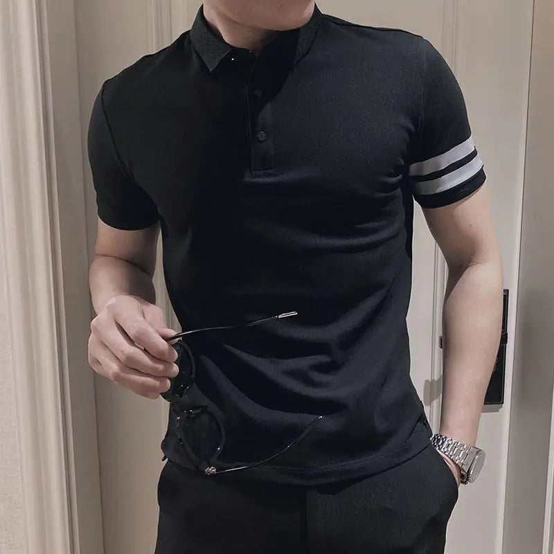 Men's Slim Fit Black Polo Shirt - Trendy Design