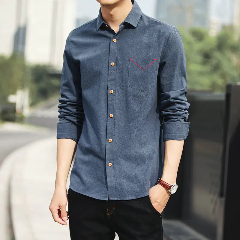 Men's Slim Fit Casual Cotton Long Sleeve Shirt 2020