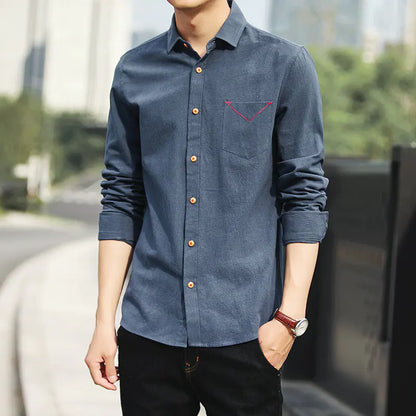 Men's Slim Fit Casual Cotton Long Sleeve Shirt 2020