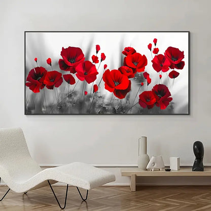 Abstract Red Bloom Flower Canvas Wall Art (No Frame)