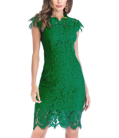 A-Line Fashion Lace Mesh Dress with Floral Details