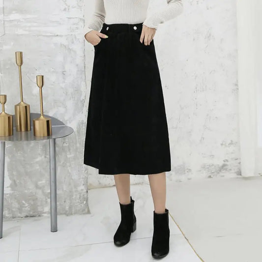 Women's Mid-Length High Waist A-Line Skirt