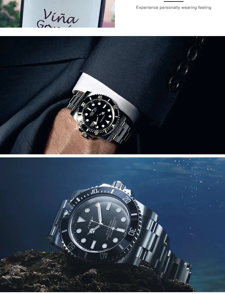 Men's Luminous Waterproof Quartz Watch with Stainless Steel Band