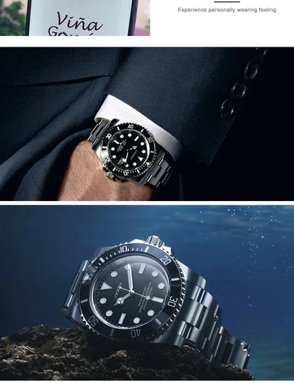 Men's Luminous Waterproof Quartz Watch with Stainless Steel Band