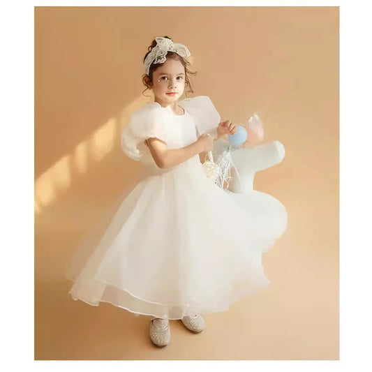 Girls' Puff Sleeve Mesh Princess Dress sizes: 90cm, 100cm, 110cm, 120cm