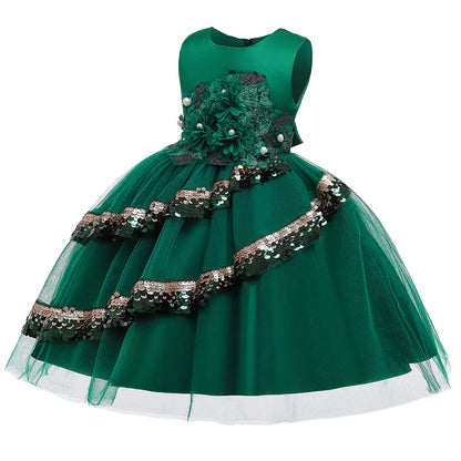 Children's Princess Dress with Sequins and Embroidery