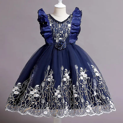 Embroidered Little Flowers Princess Dress for Girls  110cm to 160cm,