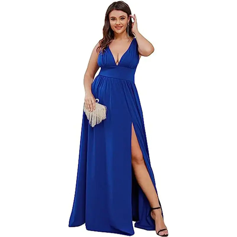 Deep V-neck Sleeveless Swing Dress
