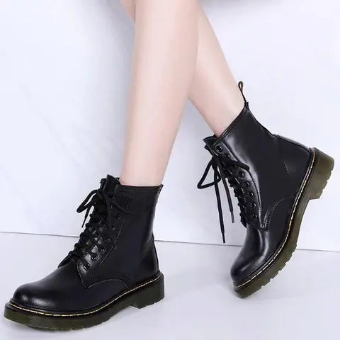 Women's British Style Chunky Heel Martin Boots