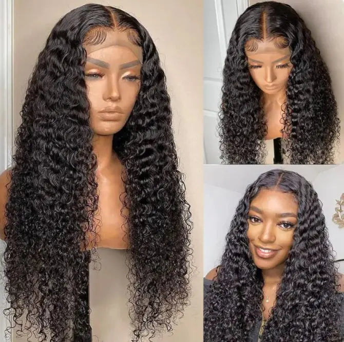 Front Lace Medium Long Curly Wig – European & American Style | 16–26 inch