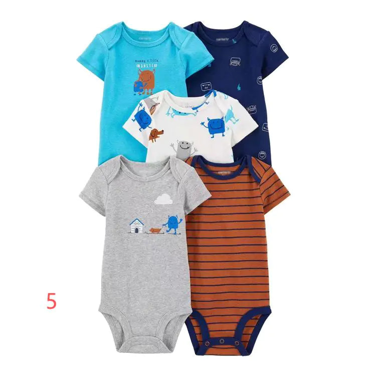 2020 Summer Baby Cotton Short Sleeve Rompers Set