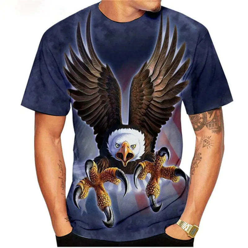 Men's Casual Summer Eagle 3D Printed T-Shirt