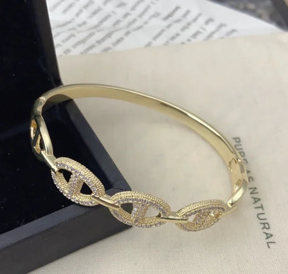 Light Luxury Full Diamond Bamboo Bracelet for Women