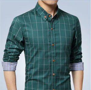 Men's Slim Fit Printed Checkered Shirt