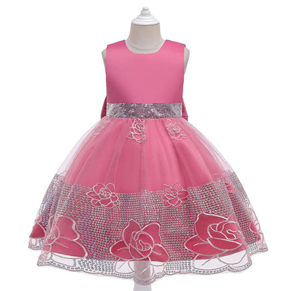 2023 New Embroidered Mesh Princess Dress for Girls