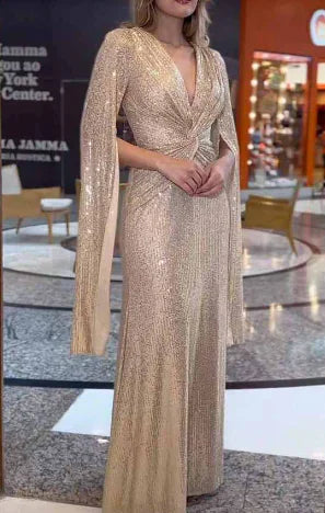 Black Sequin Long Evening Dress