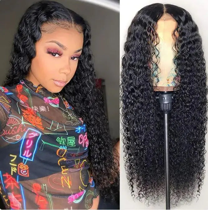 Front Lace Medium Long Curly Wig – European & American Style | 16–26 inch