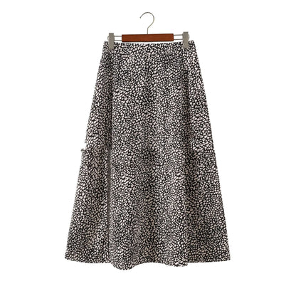Women's A-Line Long Skirt in Leopard Print Floral