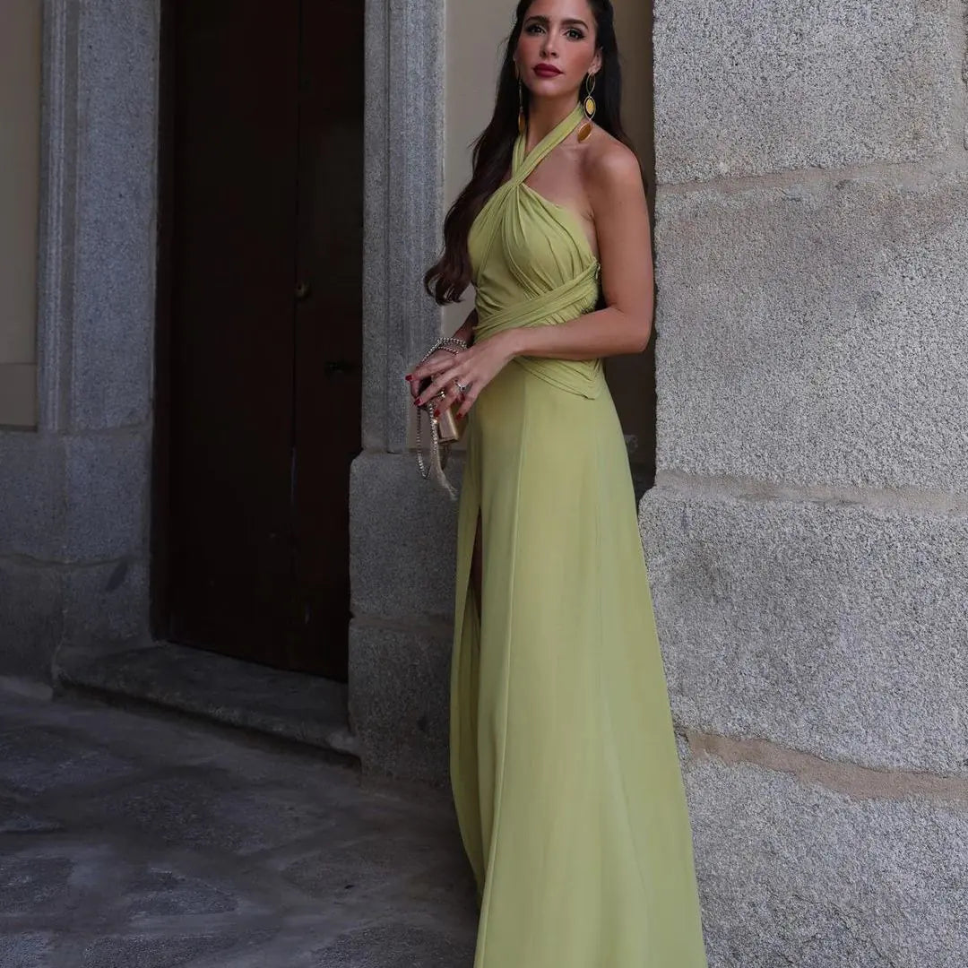 SDM06 Summer Green Dress with Lining - Wholesale Style